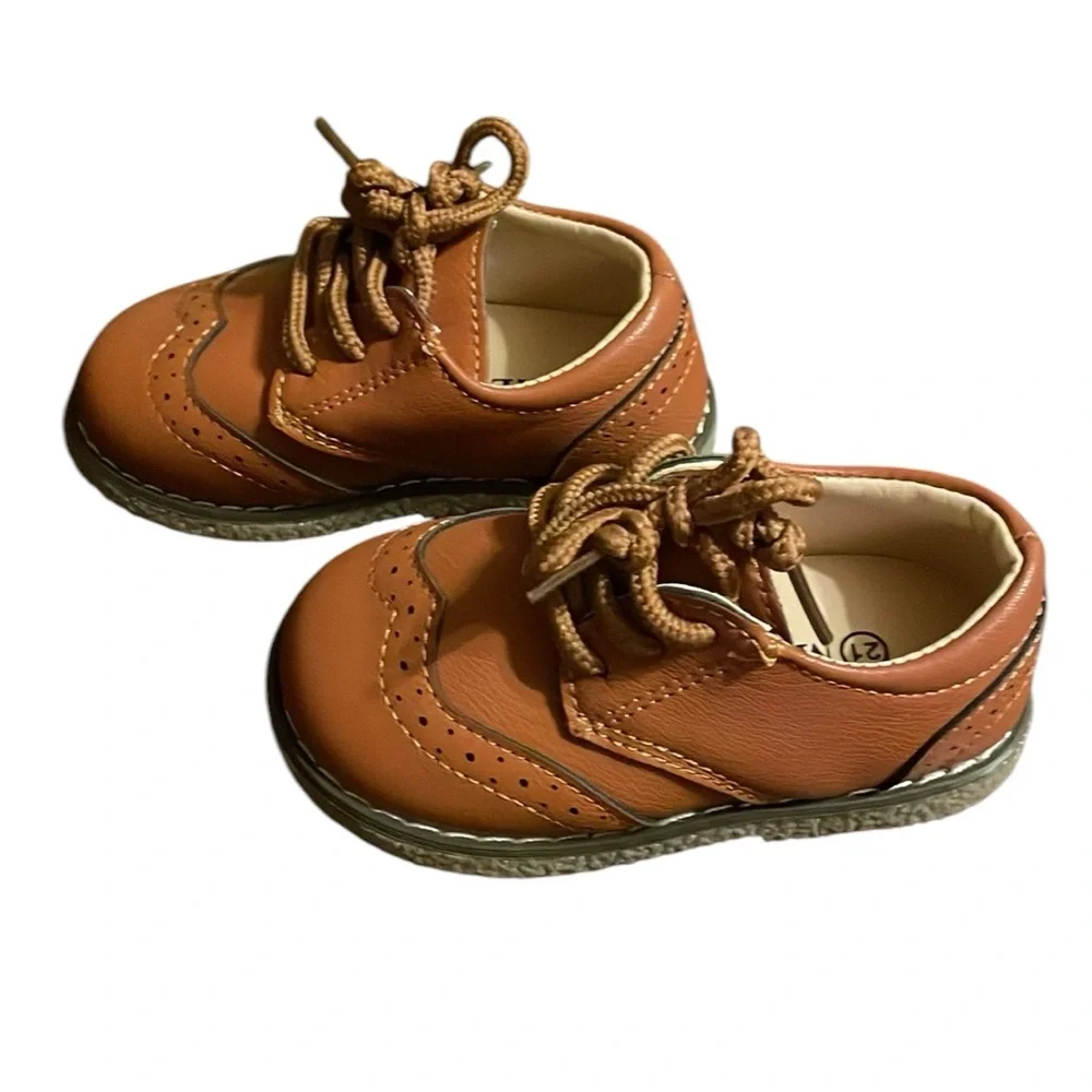 Classic Boys' Brown Dress Shoes - Kids Formal Lace-Up